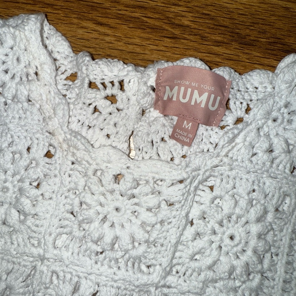 Show Me Your Mumu Lucy Top and Skirt Set White Daisy Crochet Size Medium - Picture 8 of 8